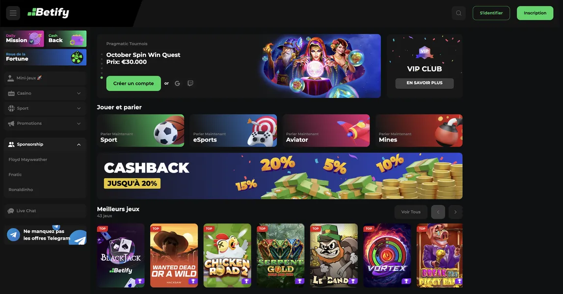 Offres spéciales pour les clients réguliers Betify